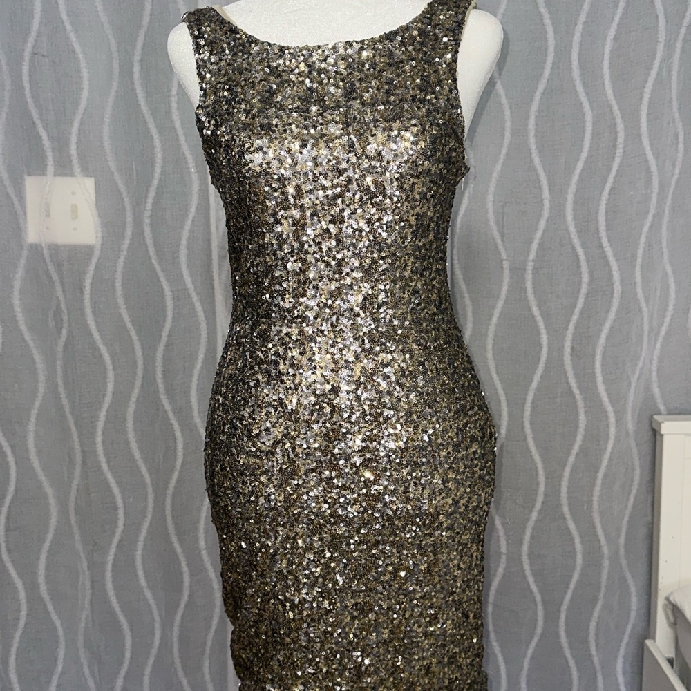 Zara Trafaluc Sequin Dress - Silver and gold